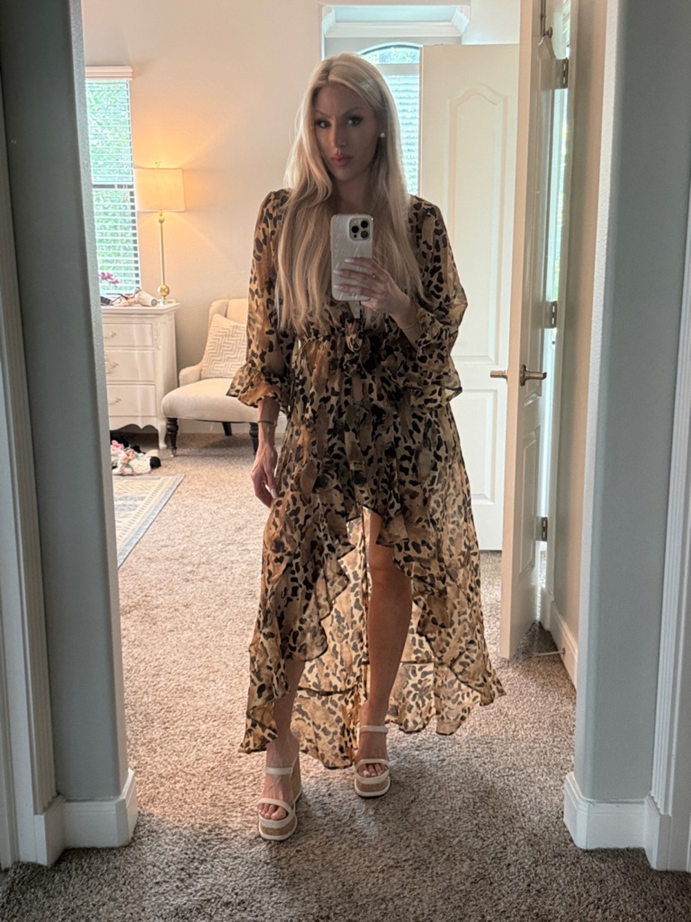 Leopard Print High-Low swim cover up